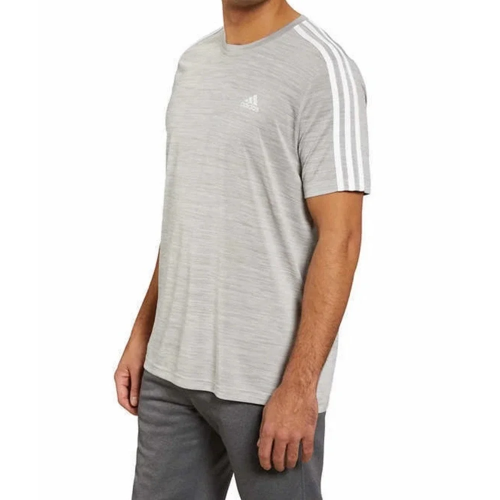 NEW Adidas Men's Aeroready S,M,XL Tech T-Shirt Crew Neck‎ Primegreen Grey White